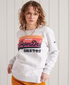 Ladies Superdry Vintage Logo Cali Crew - Ice Marl image
