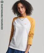 Ladies Superdry Organic Cotton Vintage Baseball Long Sleeve Top - Optic/ochre Marl image