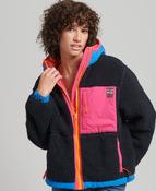 Ladies Superdry Hooded Sherpa Jacket - Eclipse Navy image