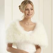 Ivory Marabou Feather Bridal Cape Wrap