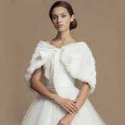 Ivory Faux Fur Wrap with Statement Bow