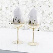 Always &amp;amp; Forever Set of 2 Gold Ombre Gin Glasses Hubby/Wifey
