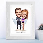 Surfs Up Couple Caricature (Same Sex Option Available)
