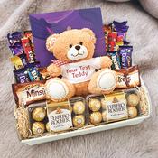 Chocolate Lovers Hamper with Personalised Teddy image