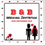 Red and Black Hearts Folded Invite image