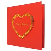 Red Wedding Invitation With Floral Gold Foil Heart image