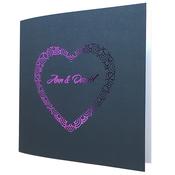 Soft Touch Grey Wedding Invitation With Aztec Pink Foil Heart image