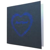 Soft Touch Grey Wedding Invitation With Aztec Blue Foil Heart image