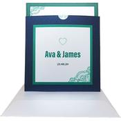 Majestic King Blue Pocket Invitation with Green Border image