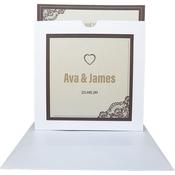 Majestic Marble White Pocket Invitation with Sand and Brown Border image