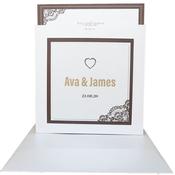 Majestic Marble White Pocket Invitation with Brown Border image