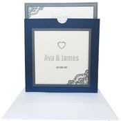 Majestic King Blue Pocket Invitation with Grey Border image