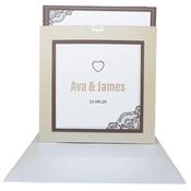 Majestic Classic Sand Pocket Invitation with Brown Border image