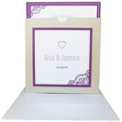 Majestic Classic Sand Pocket Invitation with Purple Border image