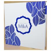 Floral White Invitation with Blue Foil image
