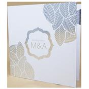 Floral Majestic Marble White Invitation with Silver Foil image