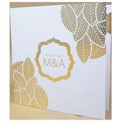 Floral Majestic Marble White Invitation with Gold Foil image
