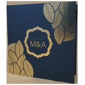 Floral King Blue Invitation with Gold Foil image