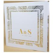 Palm Tree Classic Marble White Invite with Gold Foil image