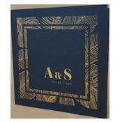 Palm Tree King Blue Invitation with Gold Foil image