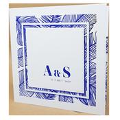 Palm Tree White Invitation with Blue Foil image