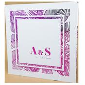 Palm Tree White Invitation with Pink Foil image