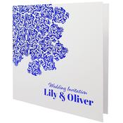 Oriental White Invitation with Blue Foil image