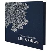 Oriental Majestic King Blue Invitation with Silver Foil image