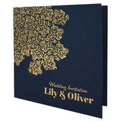 Oriental Majestic King Blue Invitation with Gold Foil image