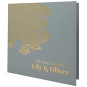 Oriental Majestic Moonlight Silver Invitation with Gold Foil image