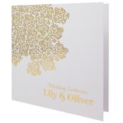 Oriental Majestic Marble White Invitation with Gold Foil image