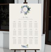 Wedding Table Plan - Blue flower Bouquet