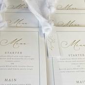 Venetian Individually Named Wedding Menus with ribbon