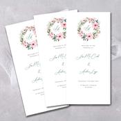 Wedding Ceremony Trifolds | Order of Service - Pink Floral Wreath