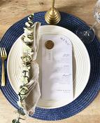 Curved Linen Wedding Menu with Vellum Name Tag