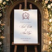 Wedding Welcome Sign - Ivory &amp;amp; Burgundy Crest
