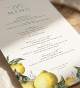 Wedding Menu Cards - Mediterranean Lemon Border