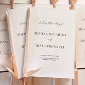 Wedding Ceremony Order of Service | Textured Ceremony Booklet with Satin Ribbon