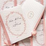 Wedding Ceremony Booklets | Vintage Pink Wreath with ribbon