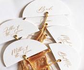 Wedding Day Place Cards  | Tassel Half Moon Place Card
