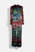 ASOS DESIGN long satin maxi dress in vintage patchwork floral with split hem  in size 8 collar to hem 60 pit to pit 14 sku 7032