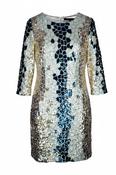 French Connection Embellished Sequin Long Sleeved Mini Dress Gold Size 14 sku 7013