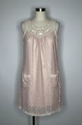 Cream and tan lace embellished dress with pearl details and pockets #boho #lacedress in small to medium. L 33 W 18 SKU 7008 image