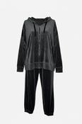 Women’s grey  velvet tracksuit with hoodie and pants #velvettracksuit in Xl top measurements  L 27 W 23 Bottom measurements L 31 waist 38  SKU 7078 image