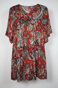 Red paisley print short sleeve dress with elastic waistband and pockets #paisleypattern made in Italy Size L/XL  L 33 W14 sku 7014 image