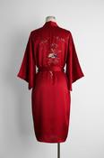 Red vintage Chinese-style kimono with bee embroidery kimono in xl collar to hem 39 pit to pit 22 sku 7027