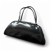 Women Black PVC Shoulder Bag With Unique Shape With Zipper Inner Pocket SKU 6866 image