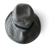 Grey wool felt fedora hat with black ribbon accent #feltfedora sku 6809 image