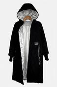 Women’s Black Down Padded Coat size XL Womens Full Zip Long Puffer Jacket Hooded image