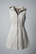 Urban outfitters Cream zip-up hoodie dress with stretchy material, zipper and hood #hoodiedress L 29 W 11 is size XS SKI 7022 image